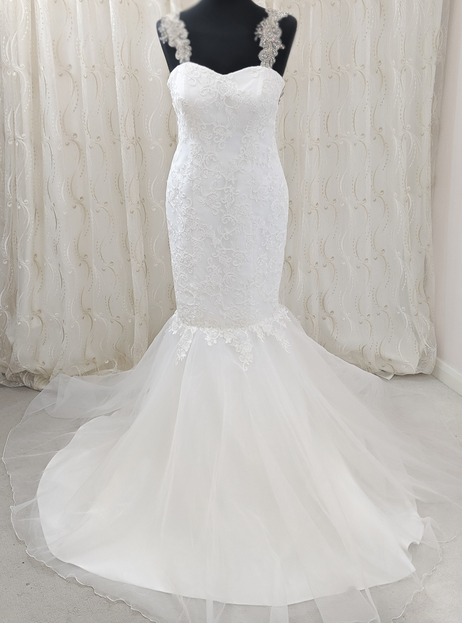 lace mermaid wedding dress - emebellished wedding dress - London Bride